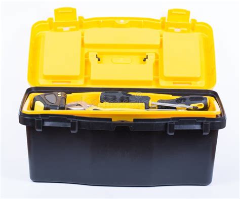 yellow plastic tool box